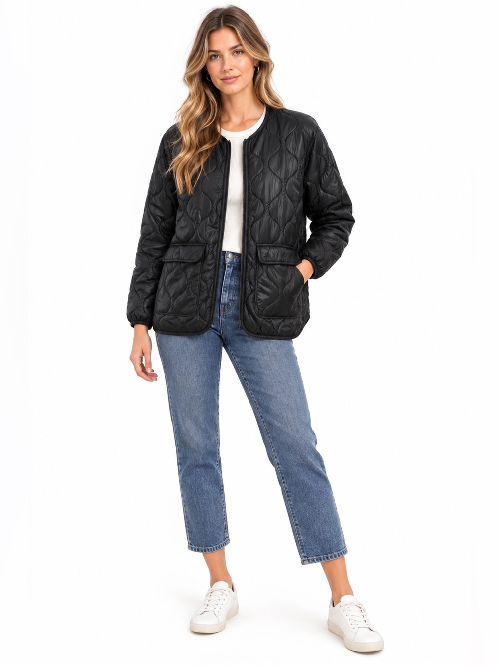 Bobeau Black Quilted Jacket Small Lightweight Liner Utility